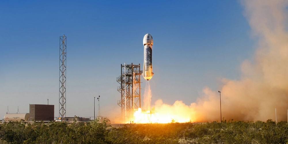 Lancering van de New Shepard raket.