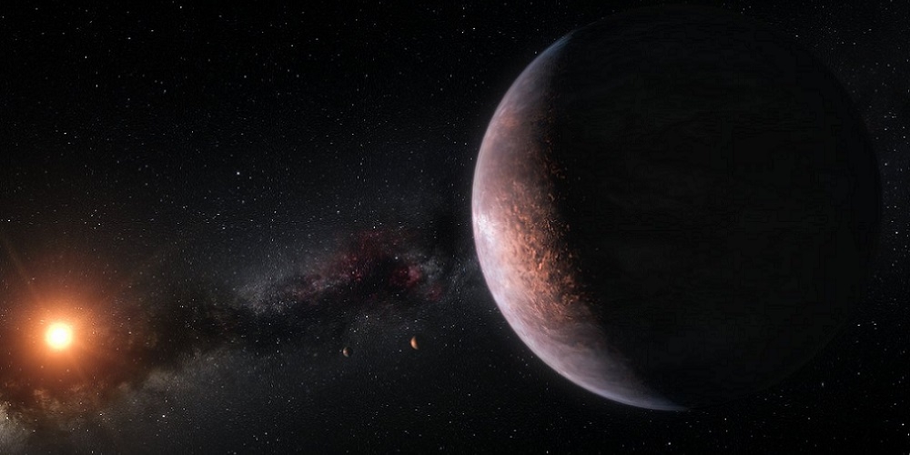 Deze artist’s impression toont enkele van de planeten die om de zeer koele rode dwergster TRAPPIST-1 cirkelen.