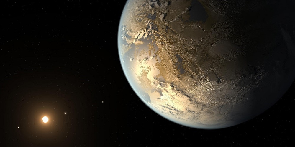 Artist impression van een aardachtige exoplaneet.