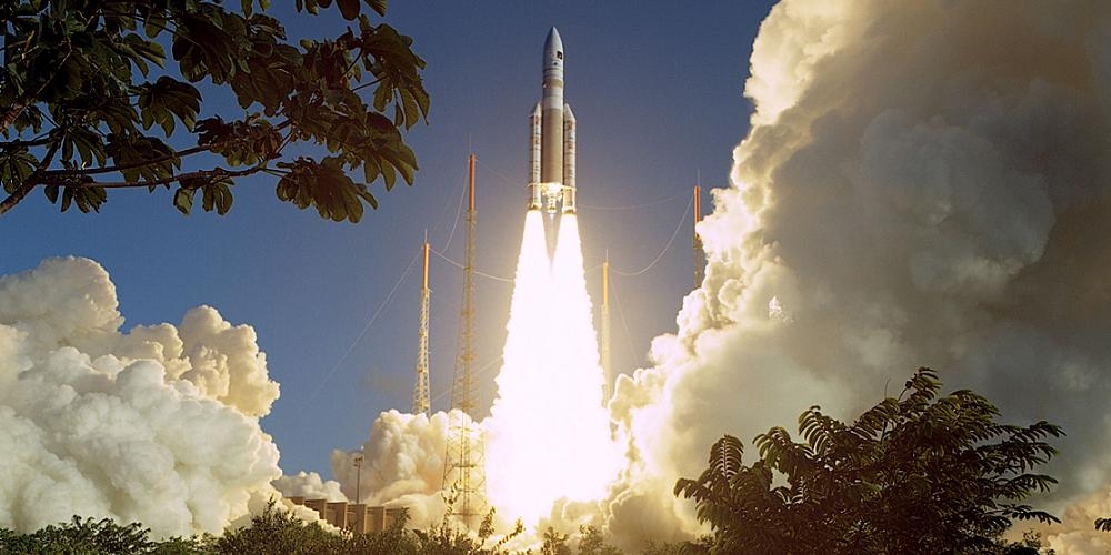 Lancering van een Europese Ariane 5 ECA raket