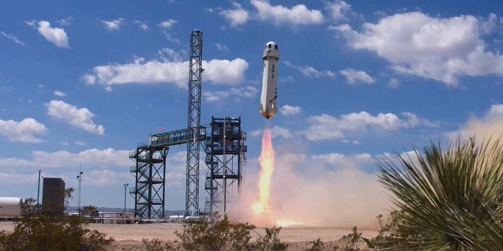 lancering van de New Shepard raket en capsule 
